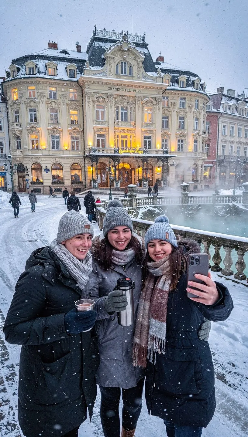Turista obdivující architekturu zámku v Hluboké nad Vltavou.